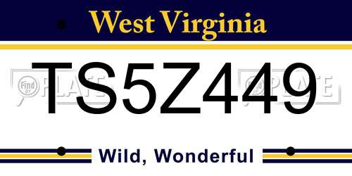 TS5Z449 West Virginia License Plate