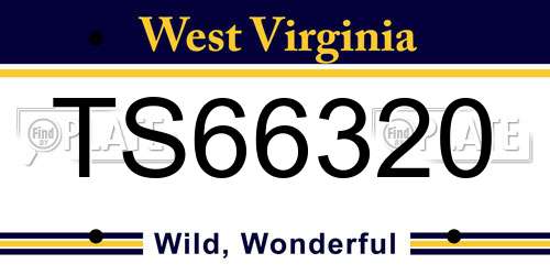 TS66320 West Virginia License Plate