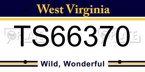 TS66370 West Virginia License Plate