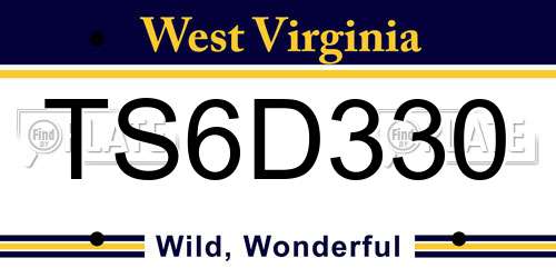 TS6D330 West Virginia License Plate