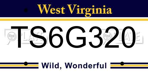 TS6G320 West Virginia License Plate
