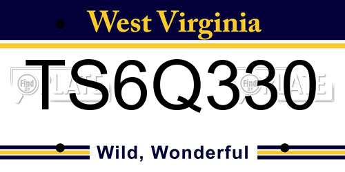 TS6Q330 West Virginia License Plate