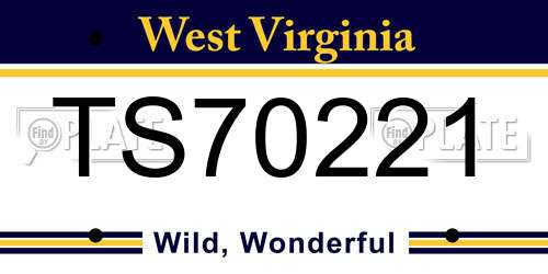 TS70221 West Virginia License Plate