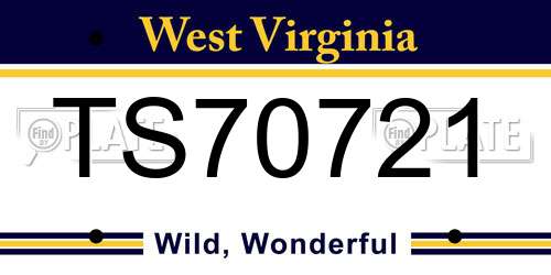 TS70721 West Virginia License Plate