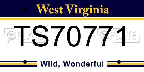 TS70771 West Virginia License Plate