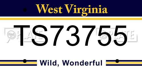 TS73755 West Virginia License Plate