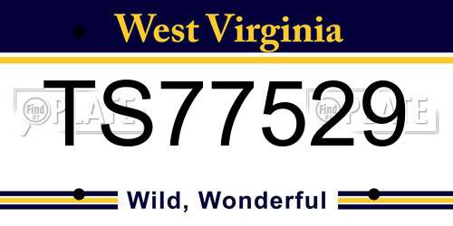 TS77529 West Virginia License Plate