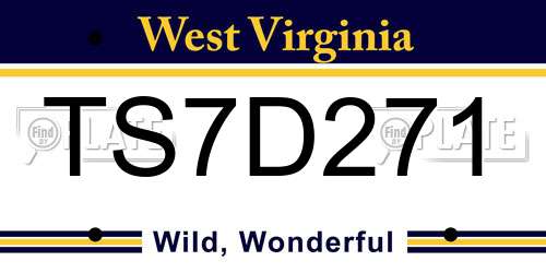 TS7D271 West Virginia License Plate