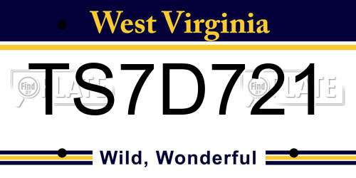 TS7D721 West Virginia License Plate