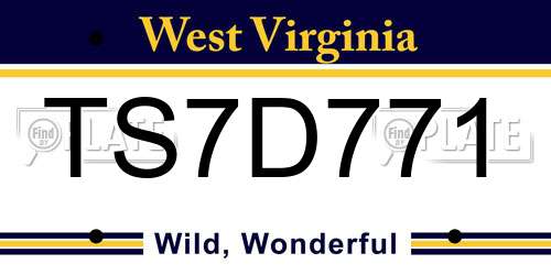 TS7D771 West Virginia License Plate