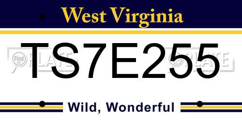 TS7E255 West Virginia License Plate