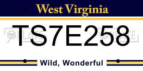 TS7E258 West Virginia License Plate