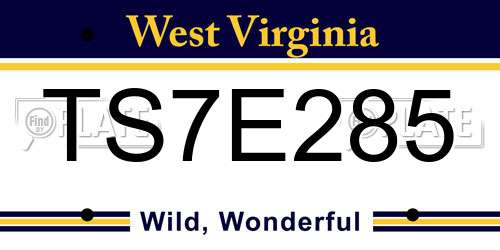TS7E285 West Virginia License Plate