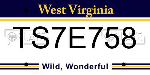 TS7E758 West Virginia License Plate
