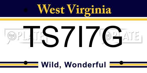 TS7I7G West Virginia License Plate