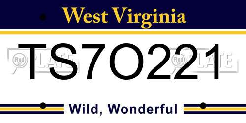 TS7O221 West Virginia License Plate