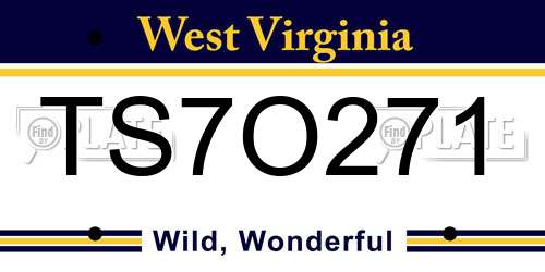 TS7O271 West Virginia License Plate