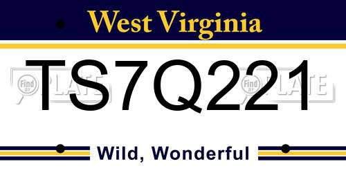TS7Q221 West Virginia License Plate