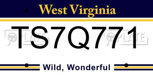 TS7Q771 West Virginia License Plate