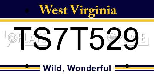 TS7T529 West Virginia License Plate