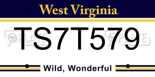 TS7T579 West Virginia License Plate