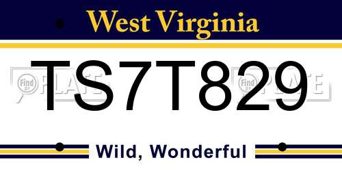 TS7T829 West Virginia License Plate