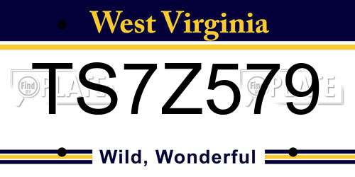 TS7Z579 West Virginia License Plate