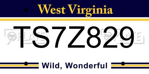 TS7Z829 West Virginia License Plate