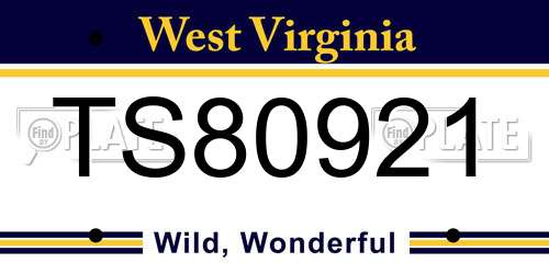 TS80921 West Virginia License Plate