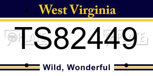 TS82449 West Virginia License Plate