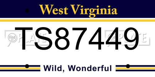 TS87449 West Virginia License Plate