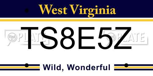 TS8E5Z West Virginia License Plate