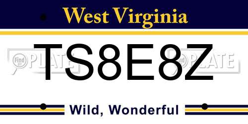 TS8E8Z West Virginia License Plate