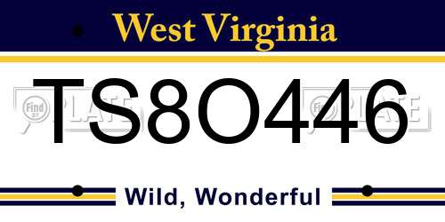 TS8O446 West Virginia License Plate