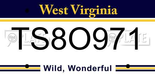 TS8O971 West Virginia License Plate