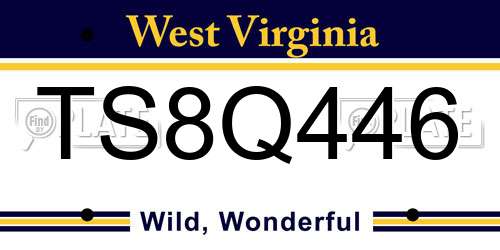 TS8Q446 West Virginia License Plate