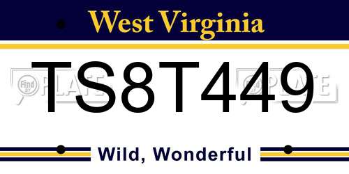 TS8T449 West Virginia License Plate