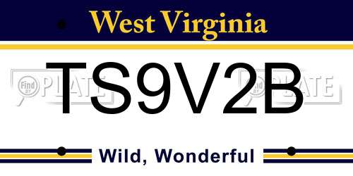 TS9V2B West Virginia License Plate