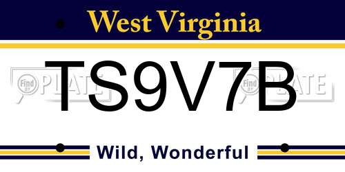 TS9V7B West Virginia License Plate