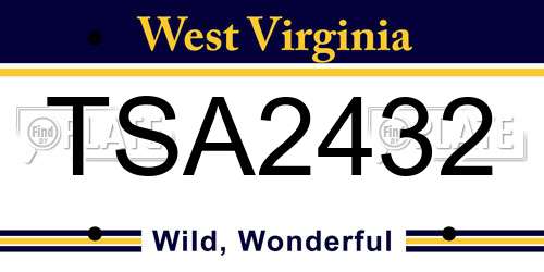 TSA2432 West Virginia License Plate
