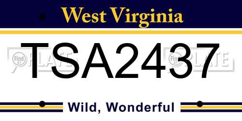 TSA2437 West Virginia License Plate