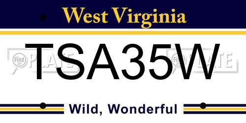 TSA35W West Virginia License Plate