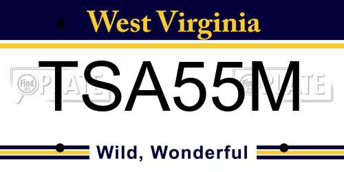 TSA55M West Virginia License Plate