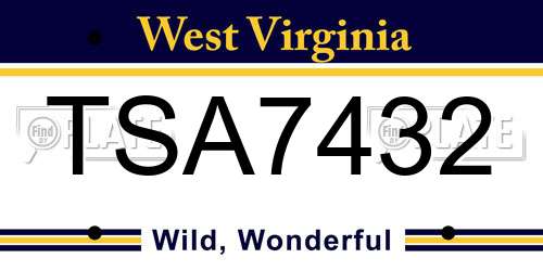 TSA7432 West Virginia License Plate