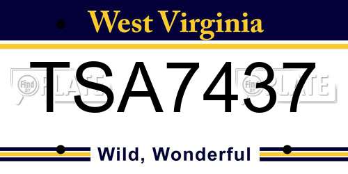 TSA7437 West Virginia License Plate