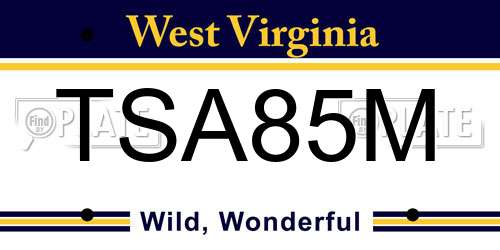 TSA85M West Virginia License Plate