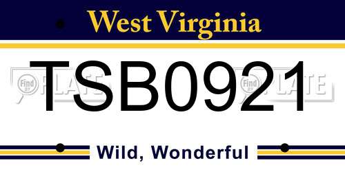 TSB0921 West Virginia License Plate