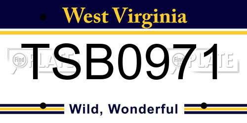 TSB0971 West Virginia License Plate