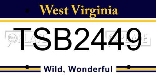 TSB2449 West Virginia License Plate