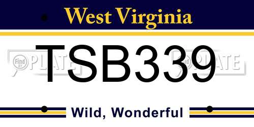 TSB339 West Virginia License Plate